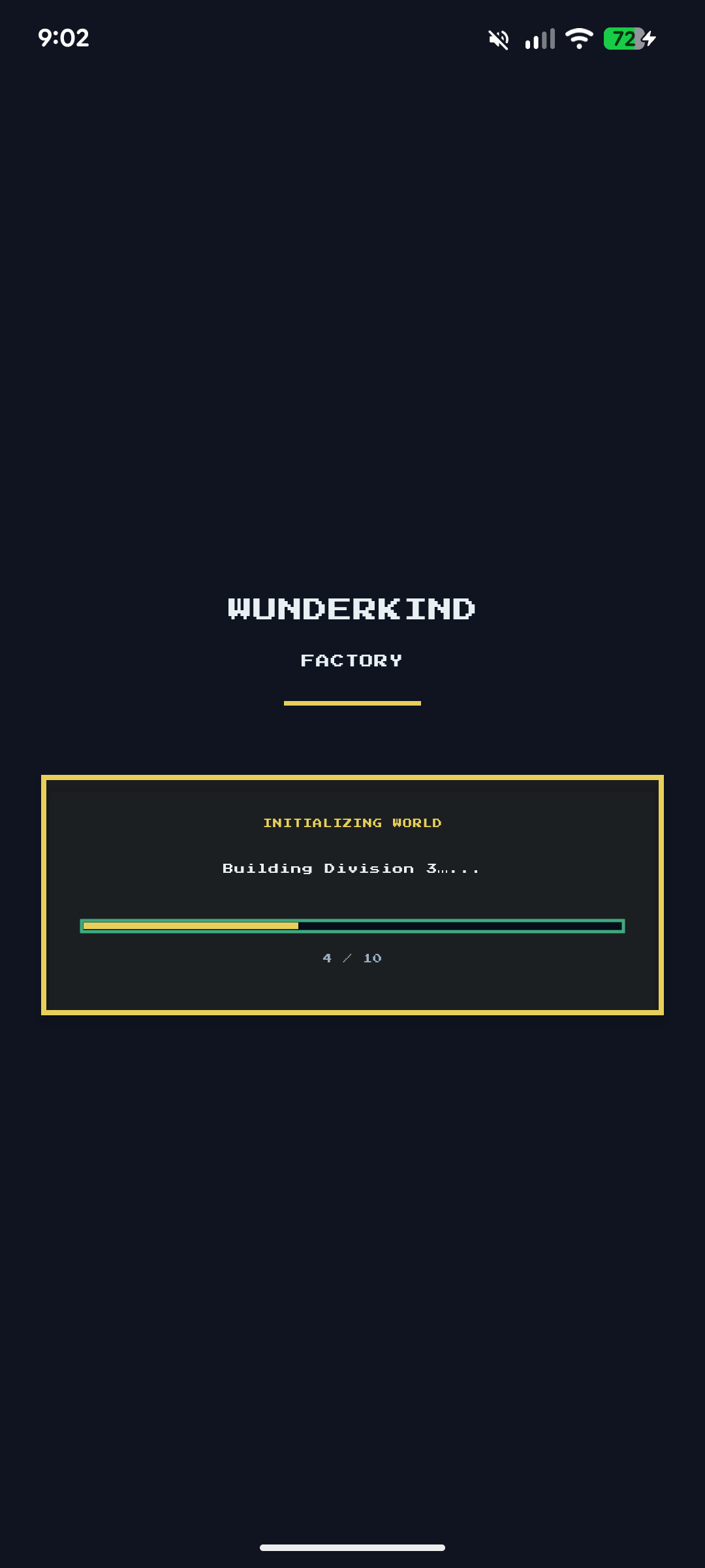 World initialisation — Building Division 3, progress bar at step 4 of 10