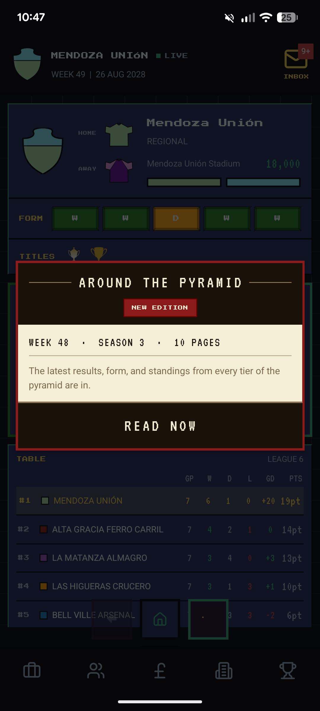 Build My Club — live game data across squad, finances, and competition in one session